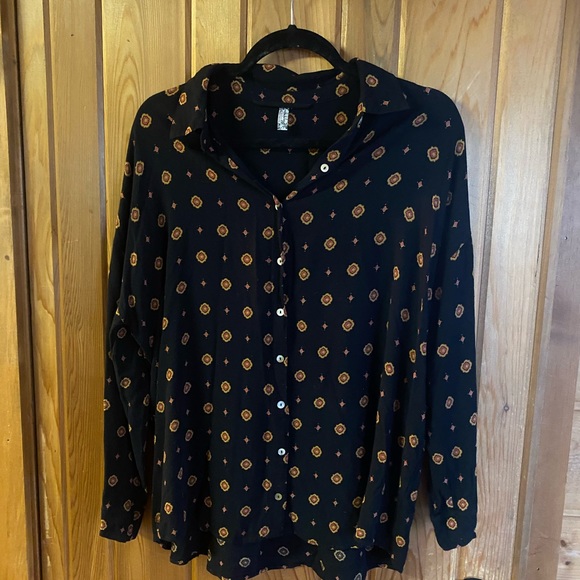 Free People Jeweled Print Button Up size XS - Picture 2 of 4
